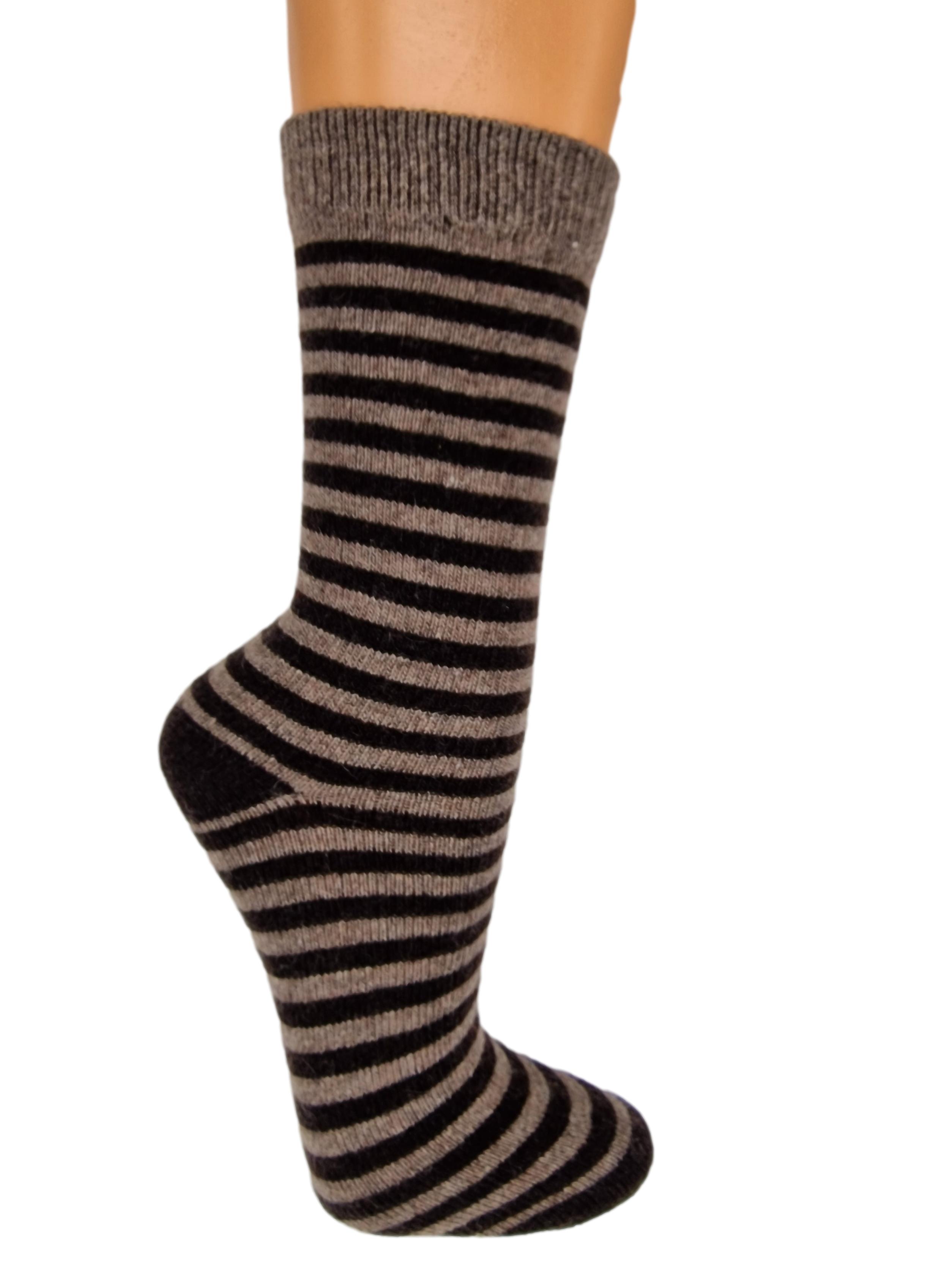 2 Paar Ringel-Socken mit 92% Alpakawolle fein gestrickt
