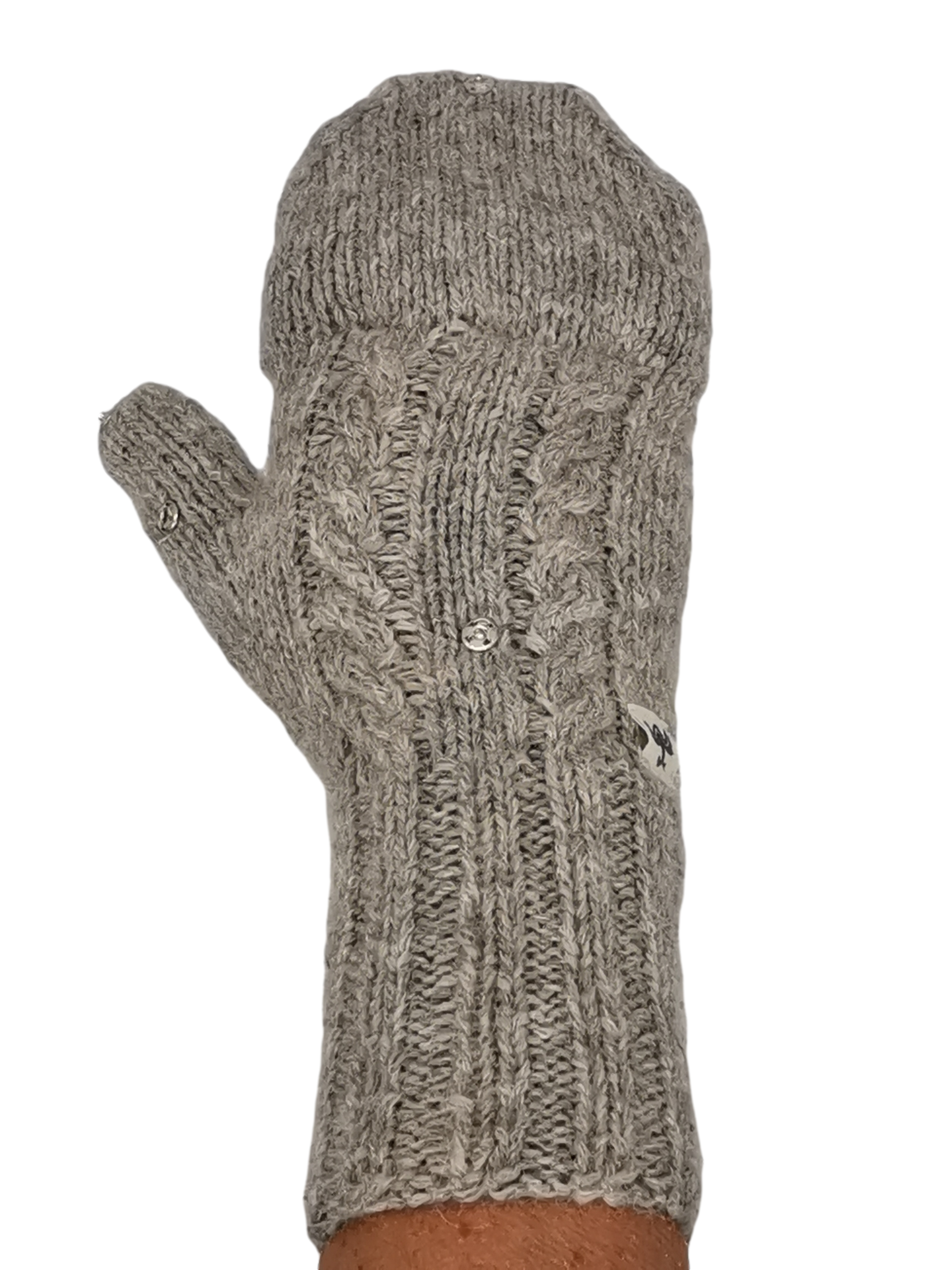 Hochwertige, Handschuhe, Pulswärmer mit angestrickten Fingern, Daumen und Kapuze aus Babyalpaka Farbe: Hellgrau | Handmade by Millwa