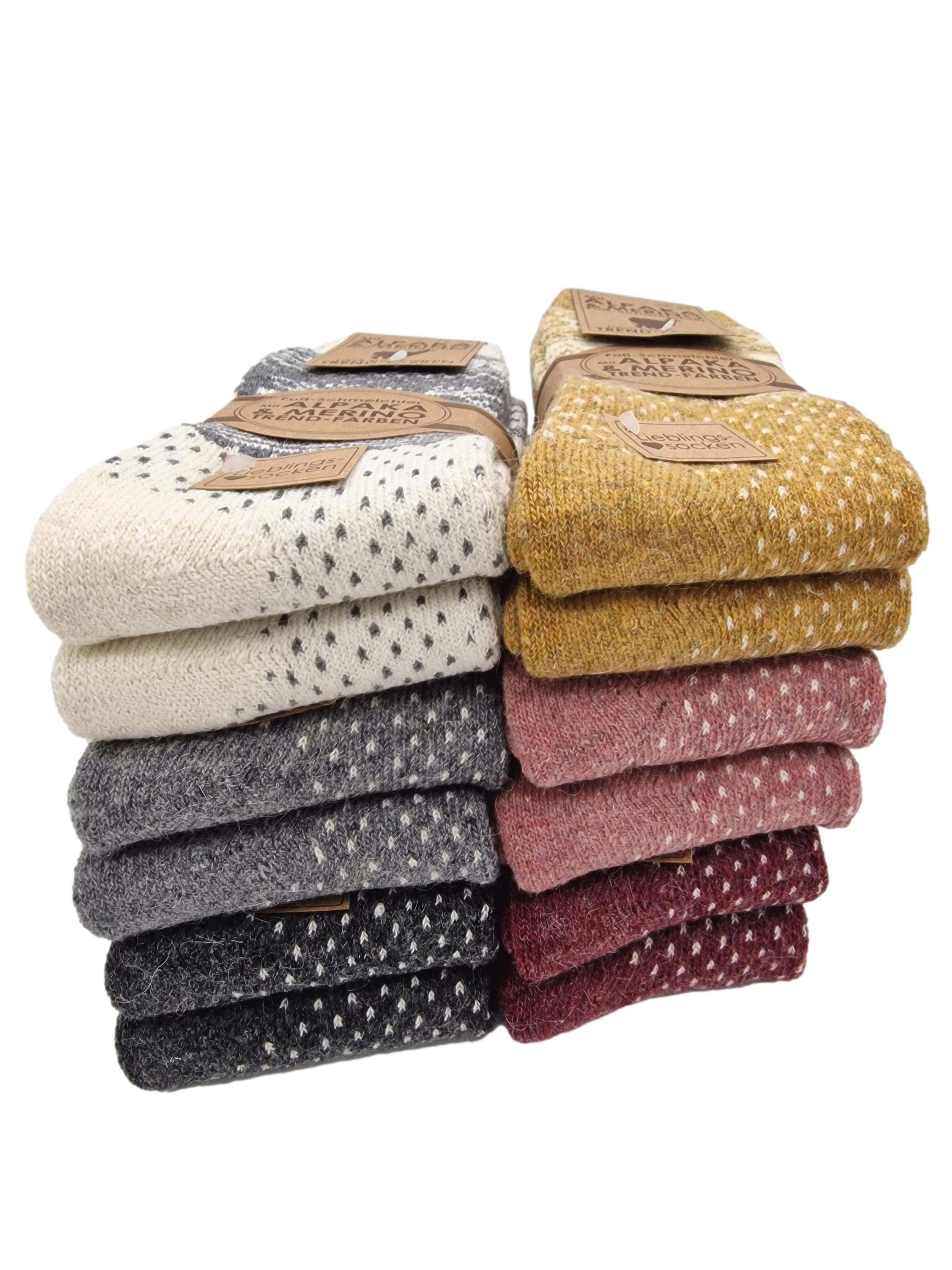 2 Paar Norwegersocken mit Alpaka u. Merinowolle