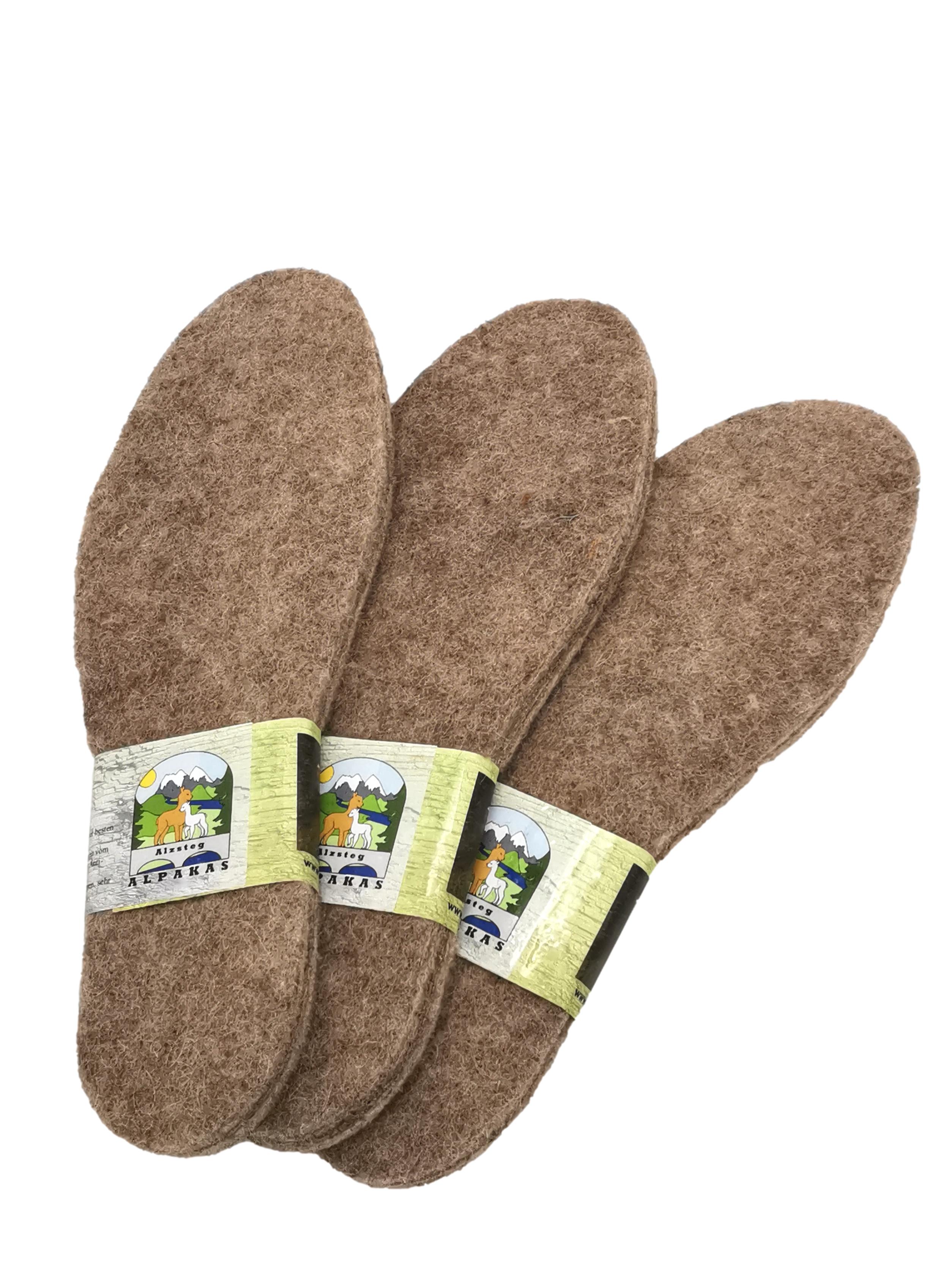 Schuheinlegesohlen Bequeme Isolierende Alpakasohle Extra warm, weich, atmungsaktiv, verschiedene Größen 36-51 | Alpaka Filz Thermoschuhsohlen
