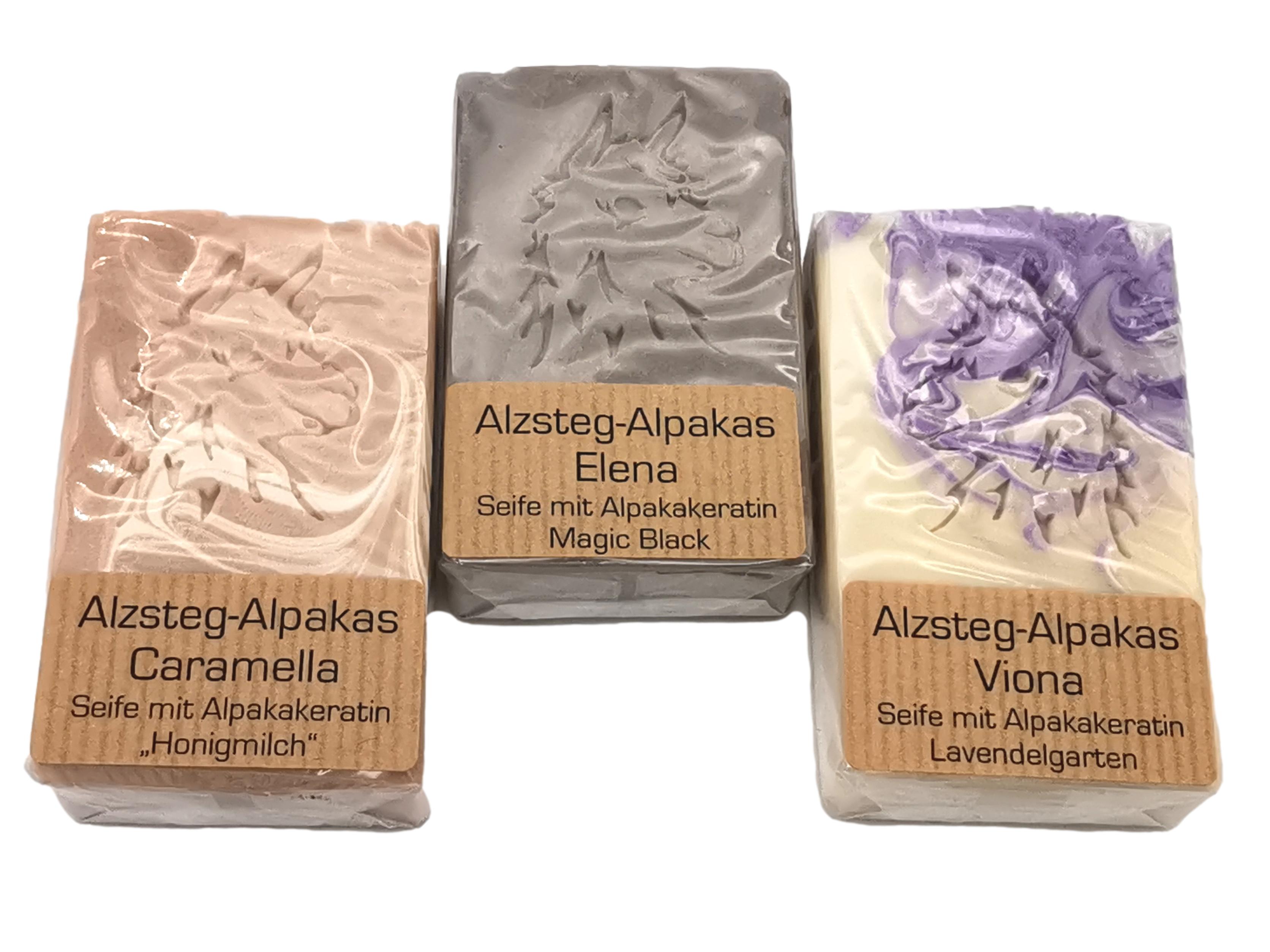 Pflegende Alpaka-Keratin-Seife handgesiedet, verschiedene Sorten zur Auswahl
