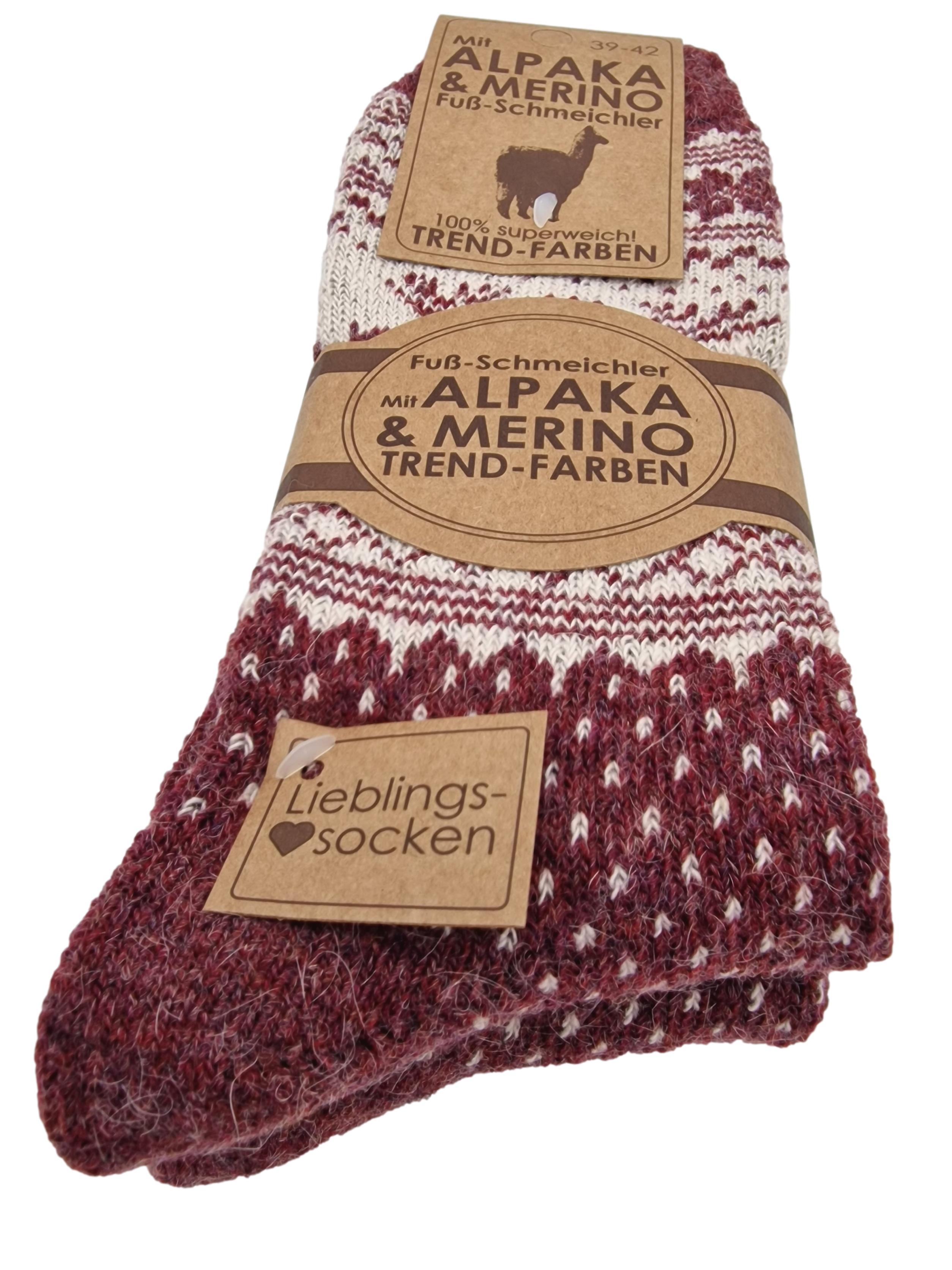 2 Paar Norwegersocken mit Alpaka u. Merinowolle