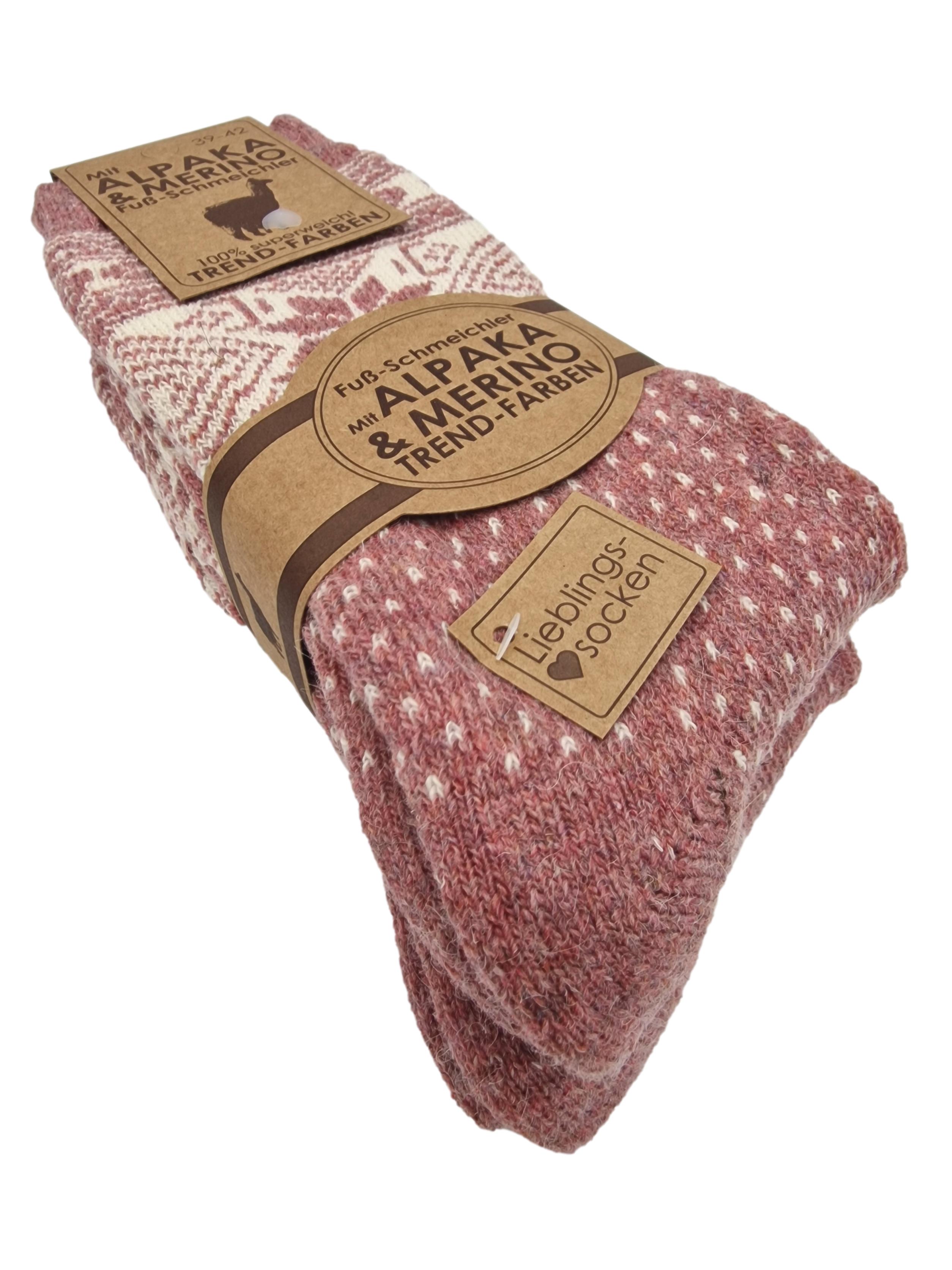 2 Paar Norwegersocken mit Alpaka u. Merinowolle