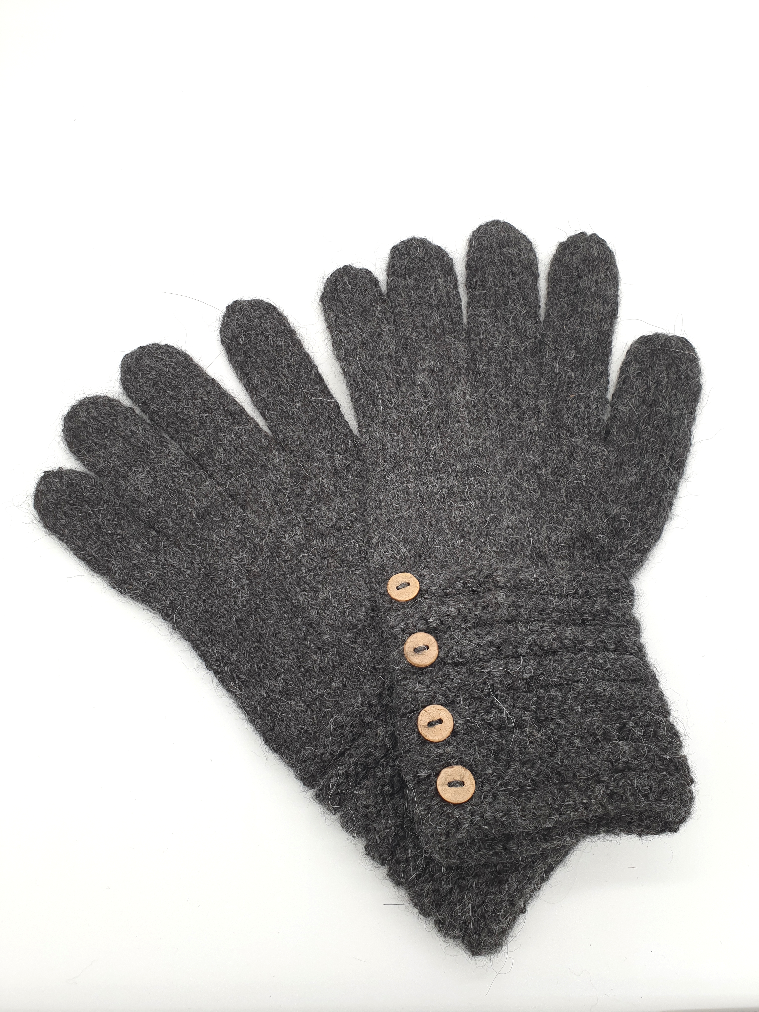 Fingerhandschuhe mit angestrickten Fingern aus feinster Alpakawolle