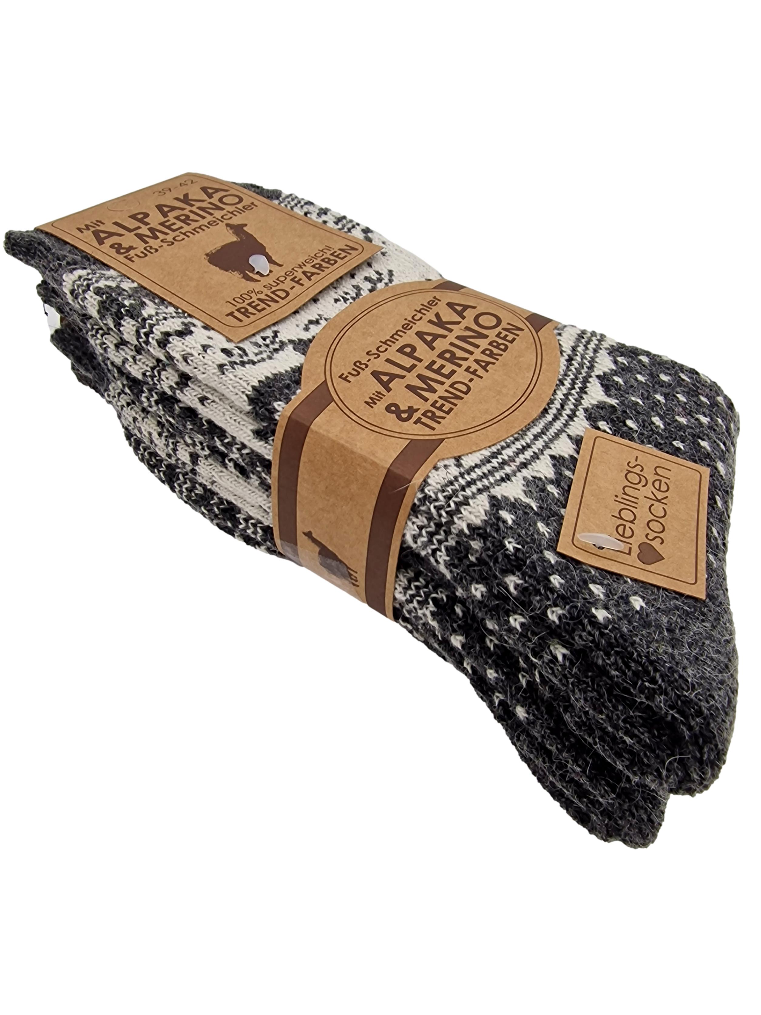 2 Paar Norwegersocken mit Alpaka u. Merinowolle