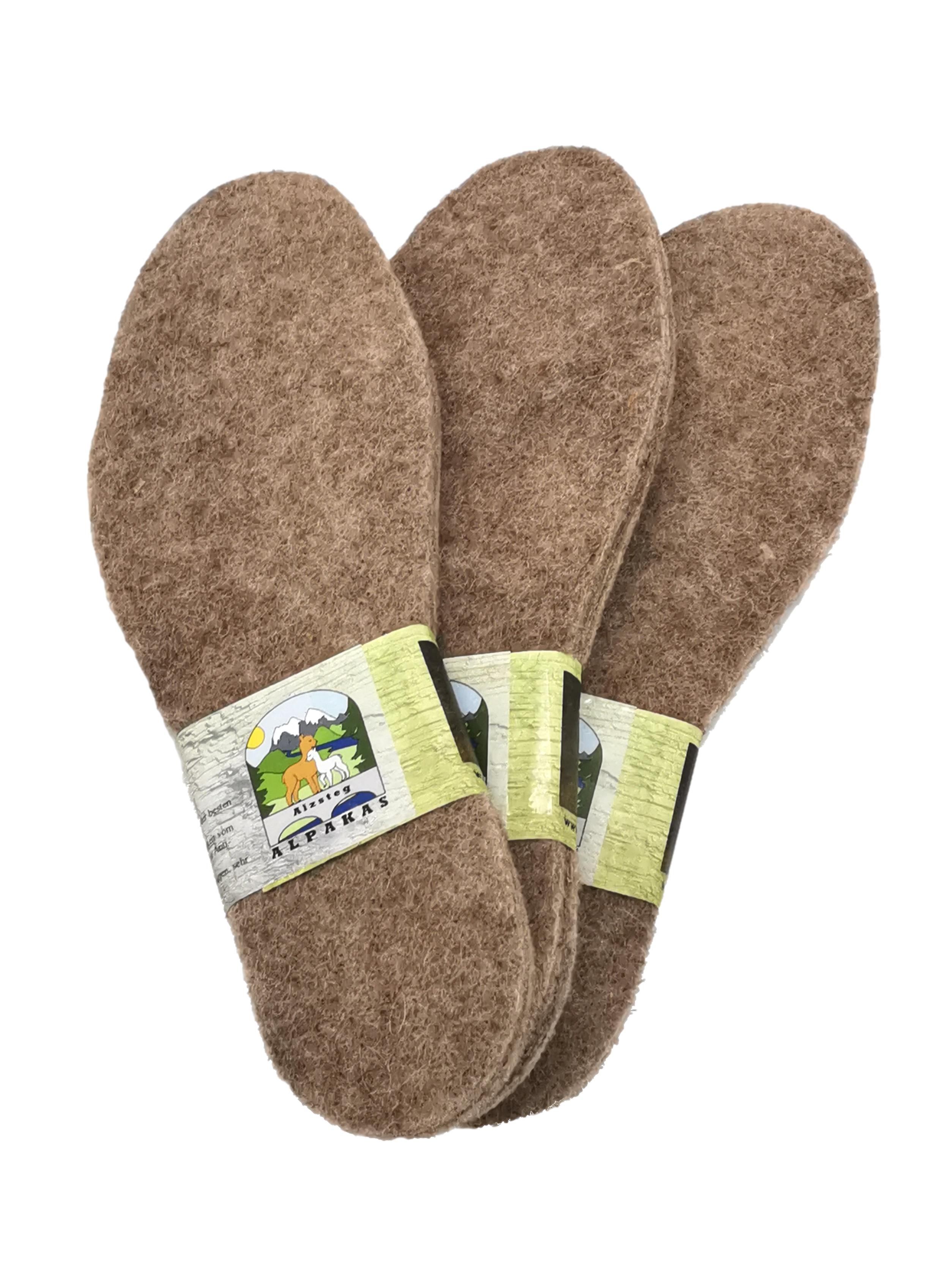 Schuheinlegesohlen wärmende Alpakasohle Extra warm, weich, atmungsaktiv, verschiedene Größen 36-51 | Alpaka Filz Thermoeinlage