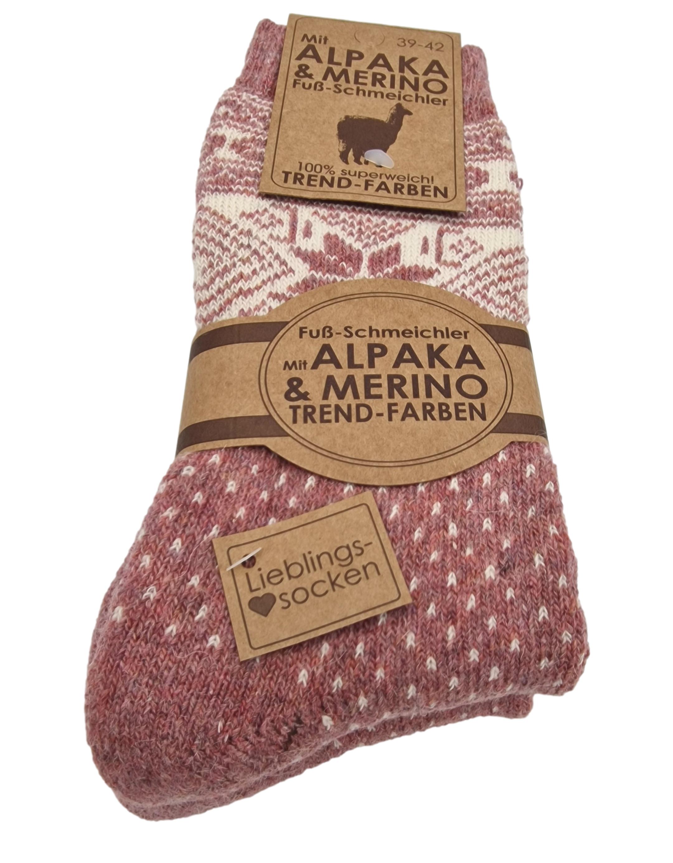 2 Paar Norwegersocken mit Alpaka u. Merinowolle