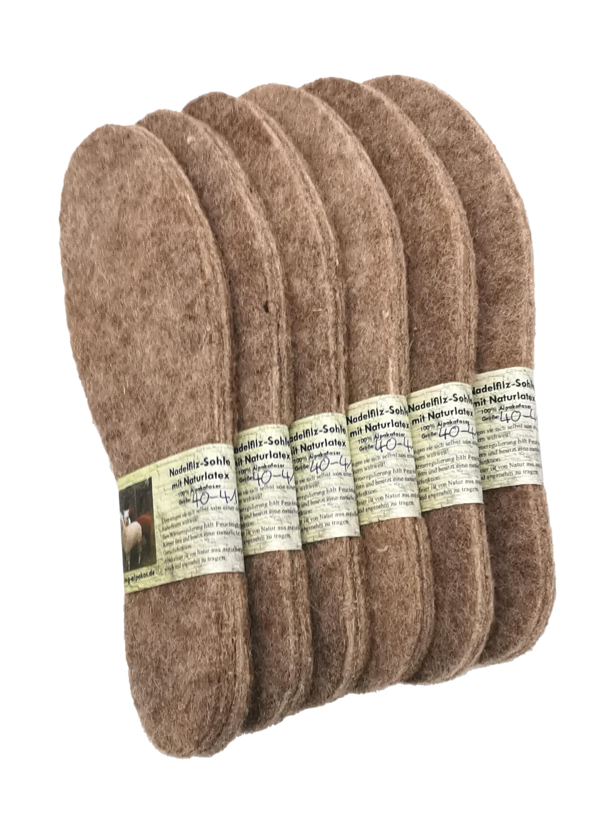 Schuheinlegesohlen Bequeme Isolierende Alpakasohle Extra warm, weich, atmungsaktiv, verschiedene Größen 36-51 | Alpaka Filz Thermoschuhsohlen