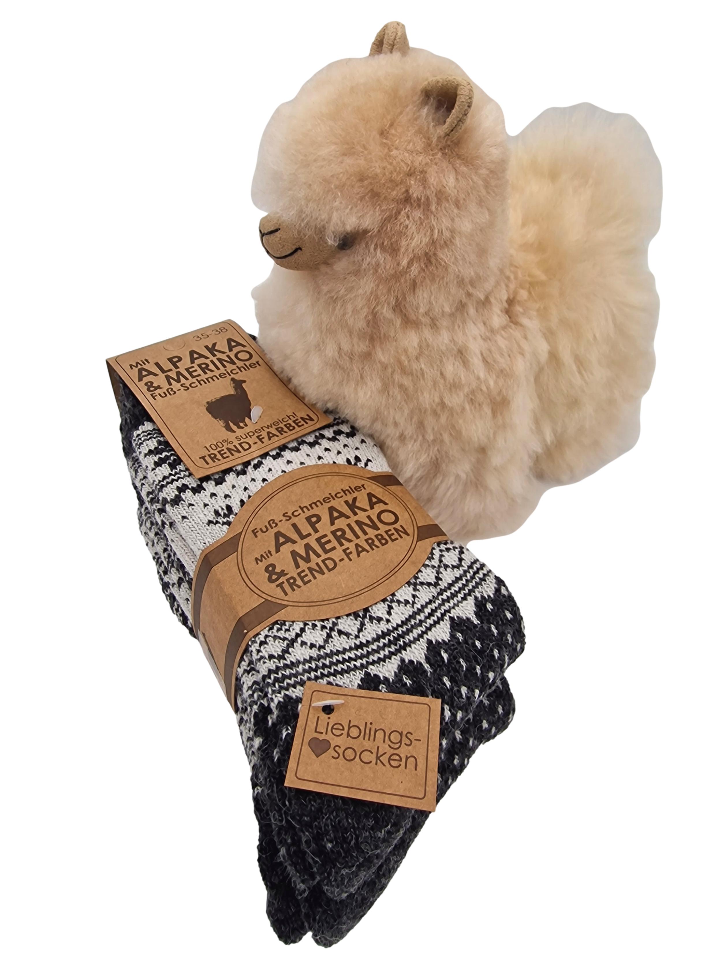 2 Paar Norwegersocken mit Alpaka u. Merinowolle