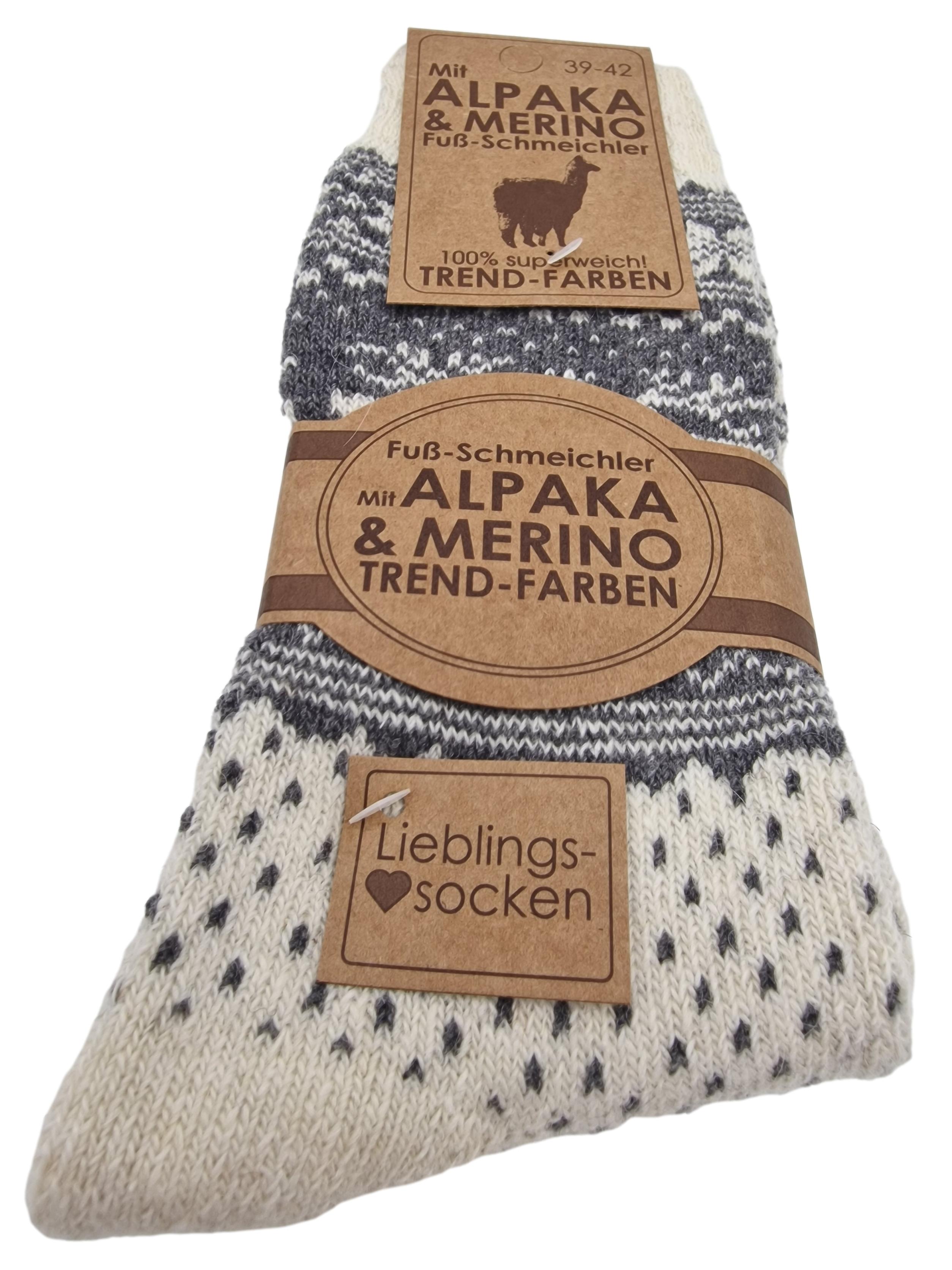 2 Paar Norwegersocken mit Alpaka u. Merinowolle