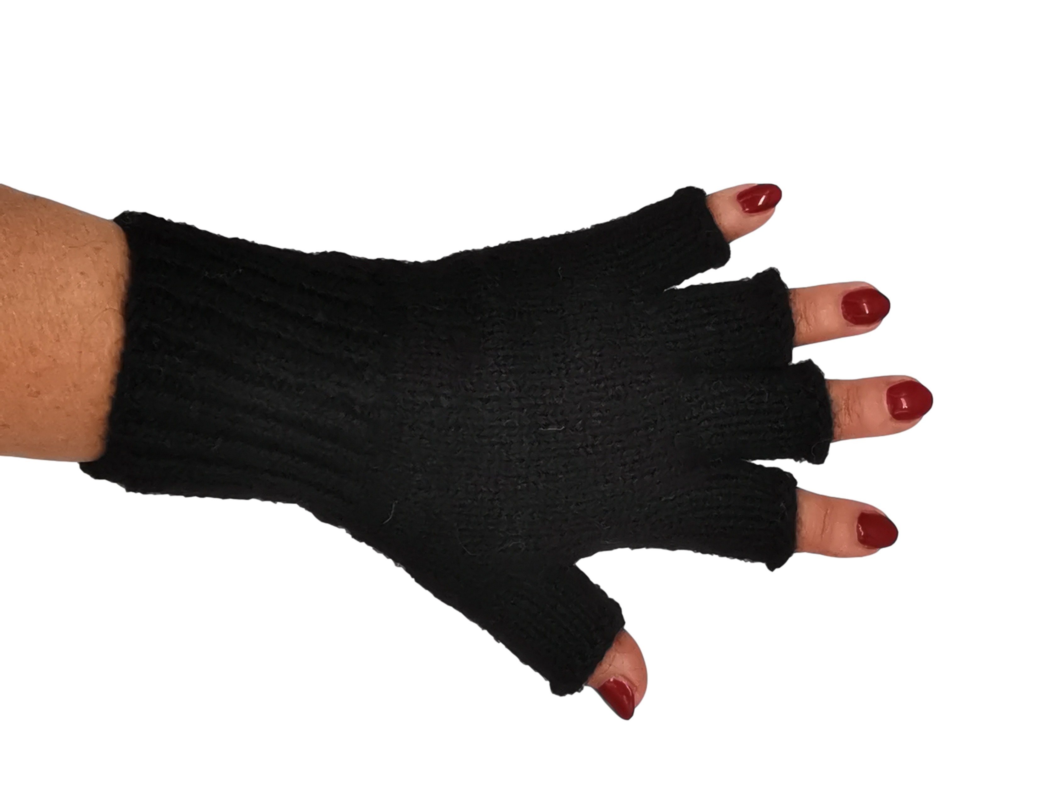 Pulswärmer mit angestrickten Fingern, aus Babyalpaka Farbe: Anthrazit, Schwarz u. Silbergrau | Handmade by Millwa