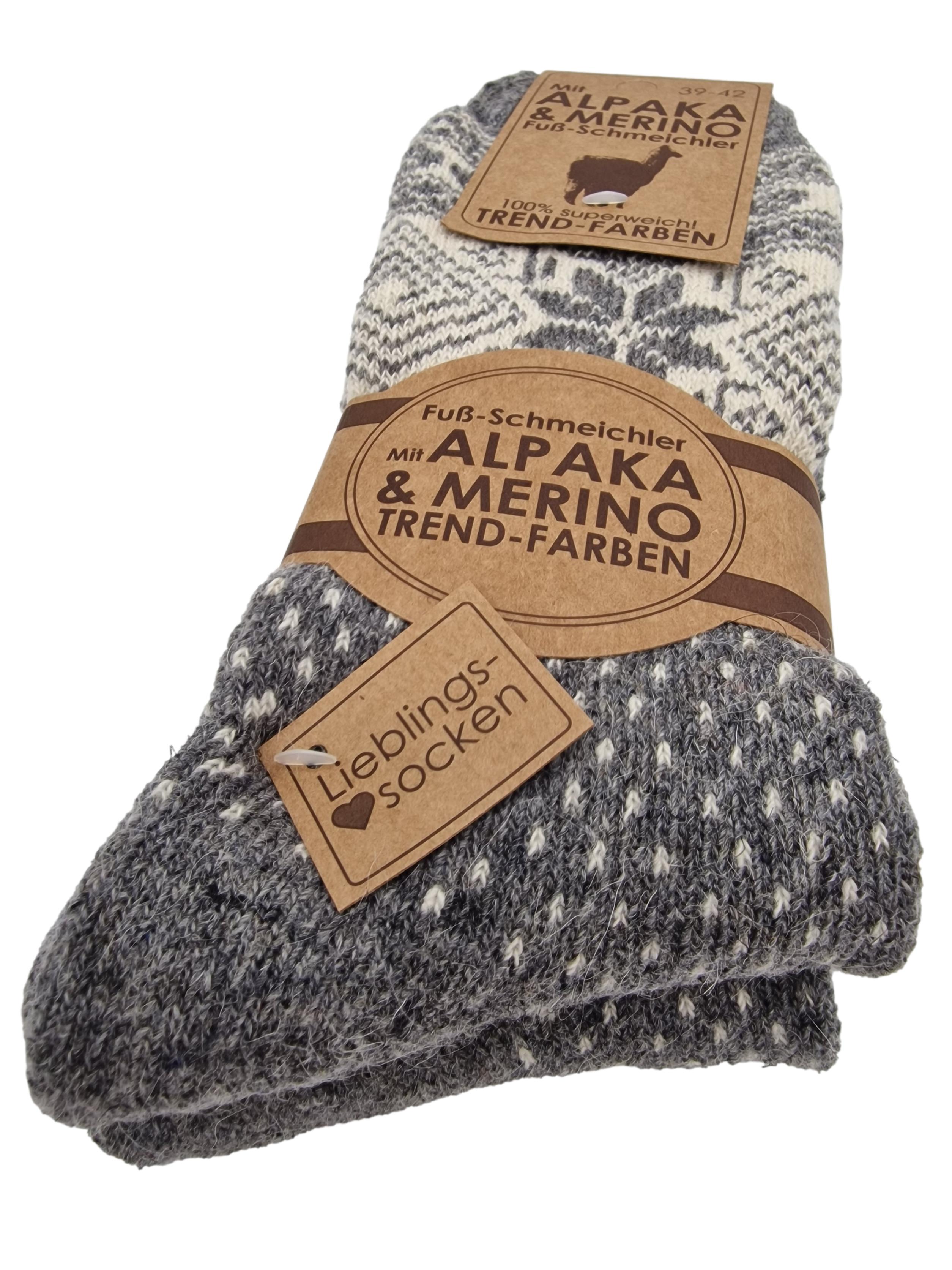 2 Paar Norwegersocken mit Alpaka u. Merinowolle