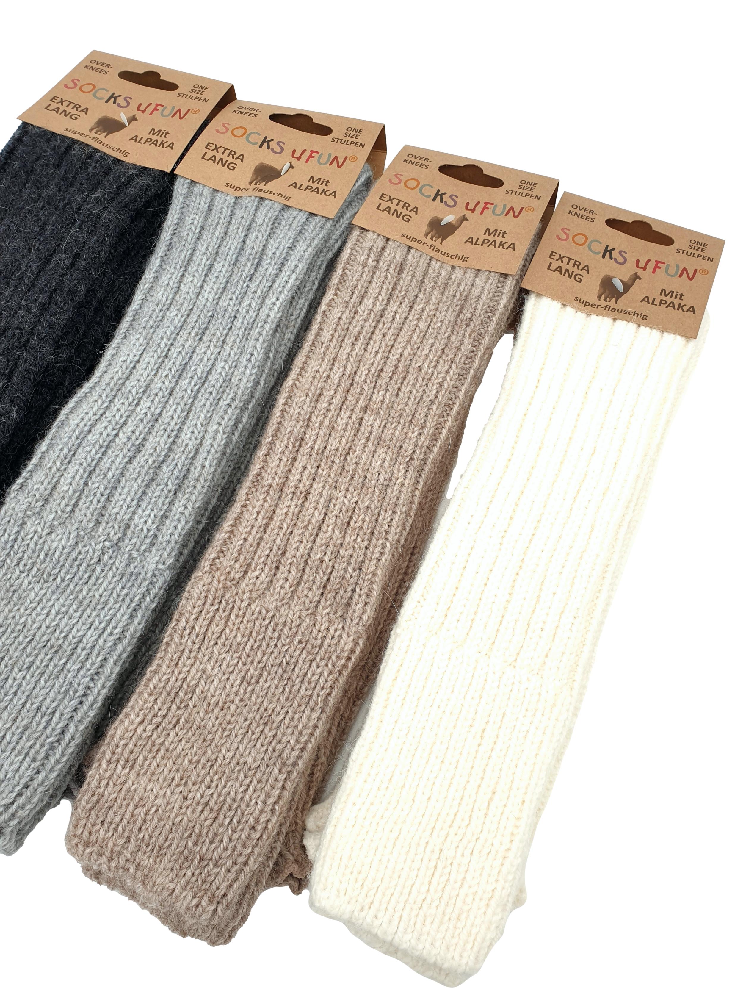 SOCKS 4 Fun | "OVER-KNEES" Strick-Stulpen mit Alpakawolle für Mädchen Teens und Damen