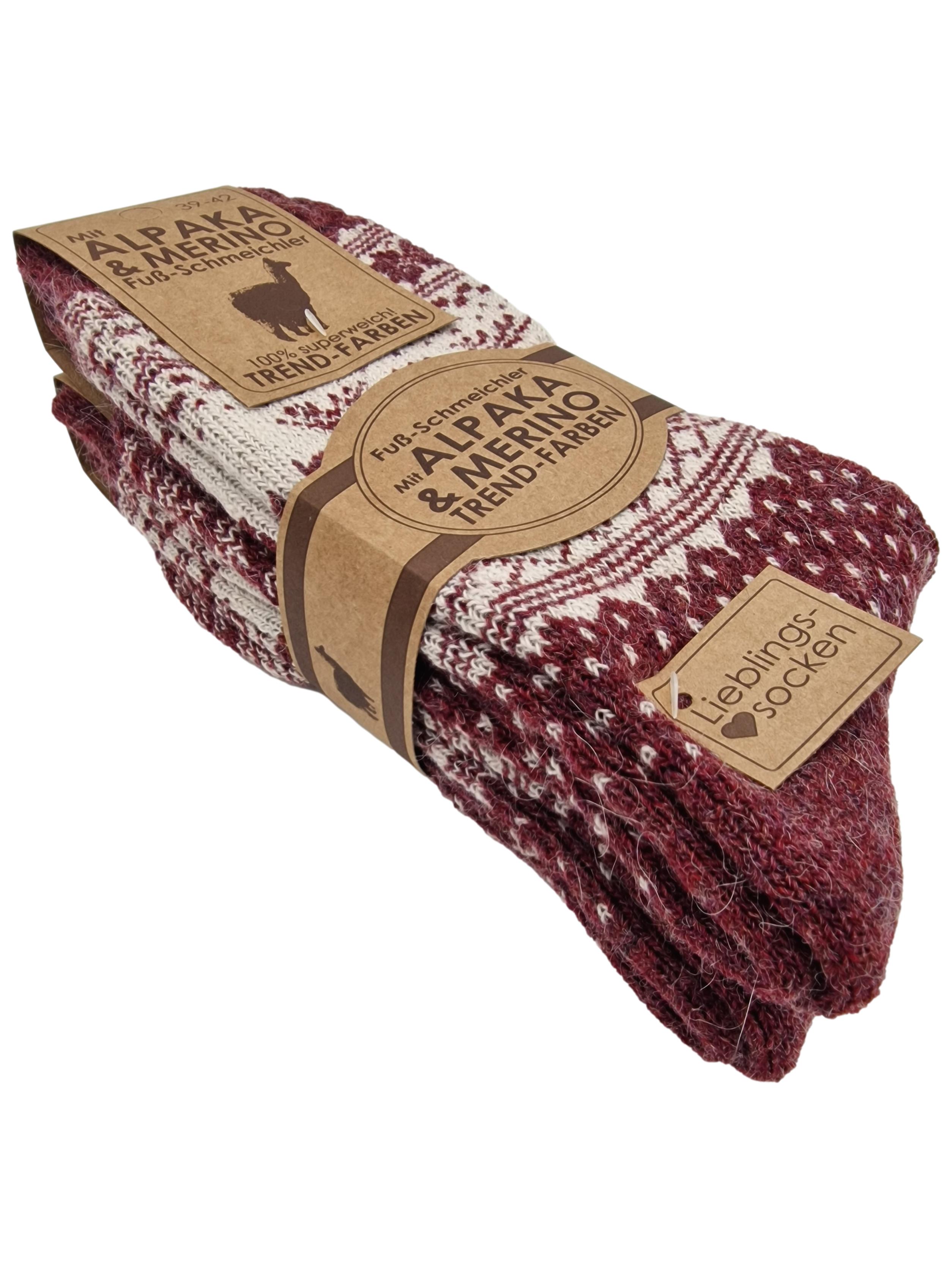 2 Paar Norwegersocken mit Alpaka u. Merinowolle