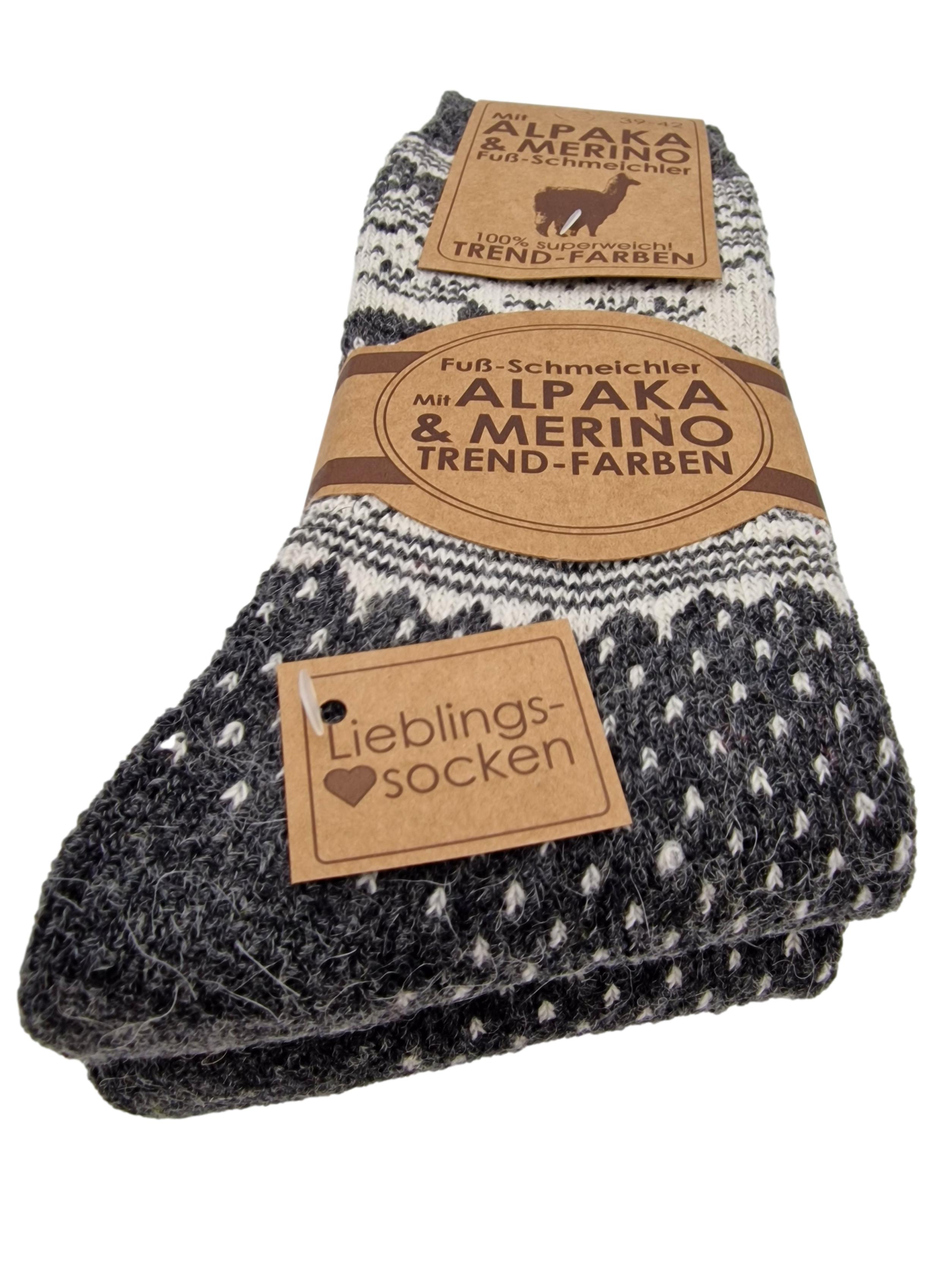 2 Paar Norwegersocken mit Alpaka u. Merinowolle