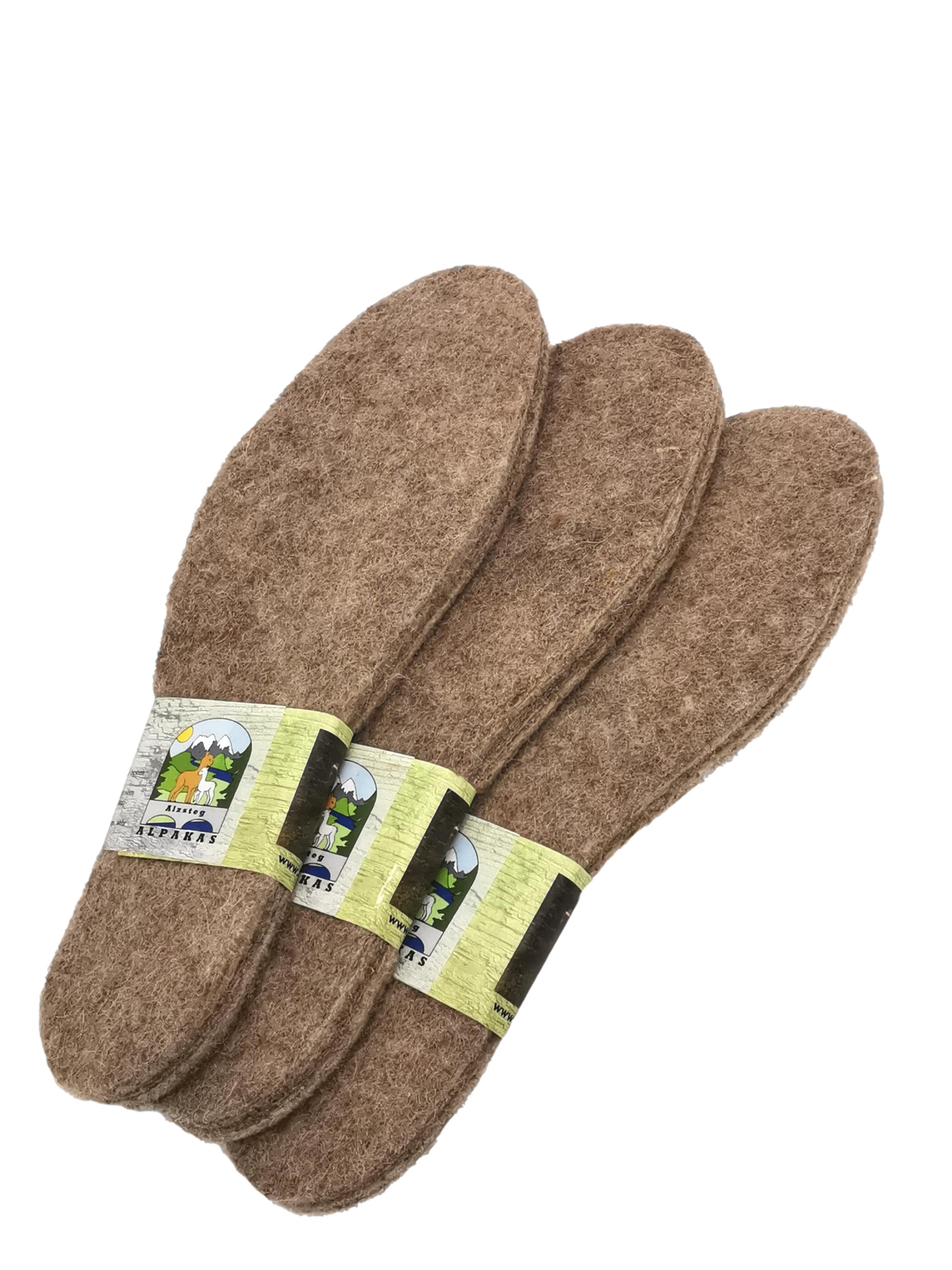 Schuheinlegesohlen Bequeme Isolierende Alpakasohle Extra warm, weich, atmungsaktiv, verschiedene Größen 36-51 | Alpaka Filz Thermoschuhsohlen